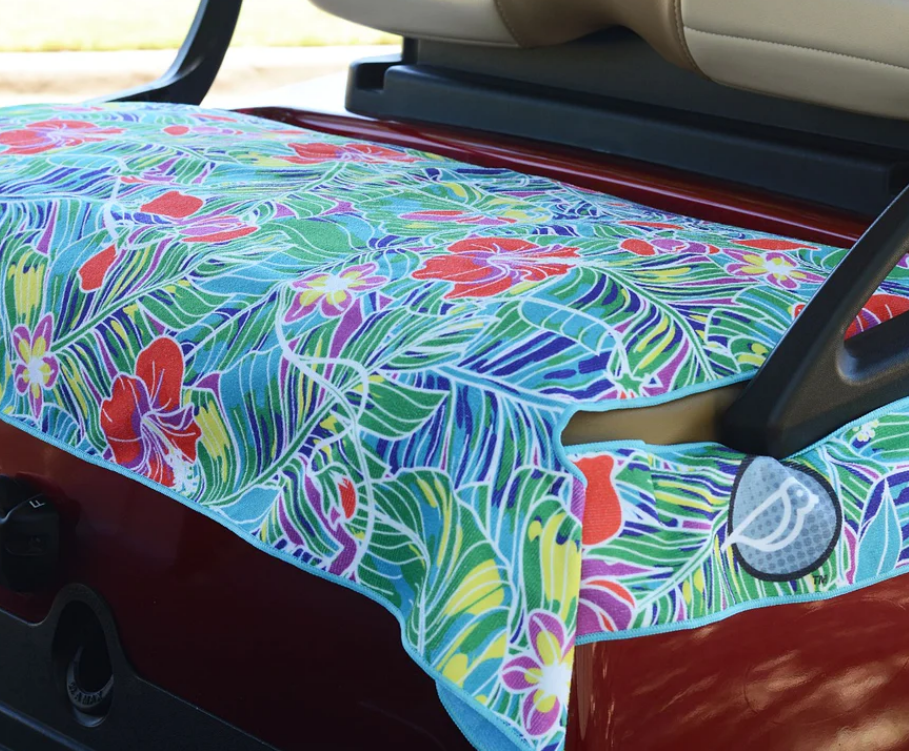 Birdie Balou Golf Cart Seat Cover - Tropical Print Royal Blue